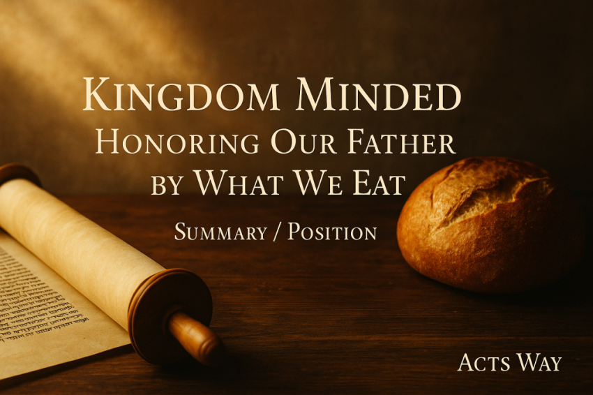 Kingdom Minded – Honoring Our Father by What We Eat-ActsWay-Summary Position